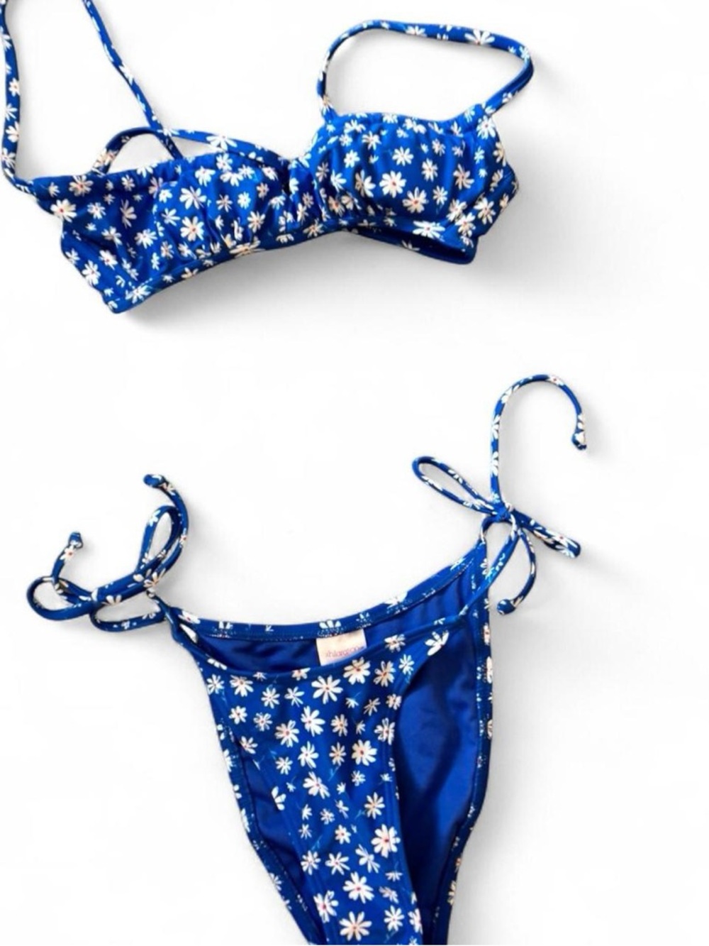 Y2K floral bikini set tie side triangle top cheeky summer swim